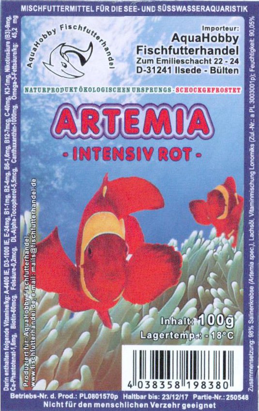 Artemia intensiv rot 100g Blister Frostfutter