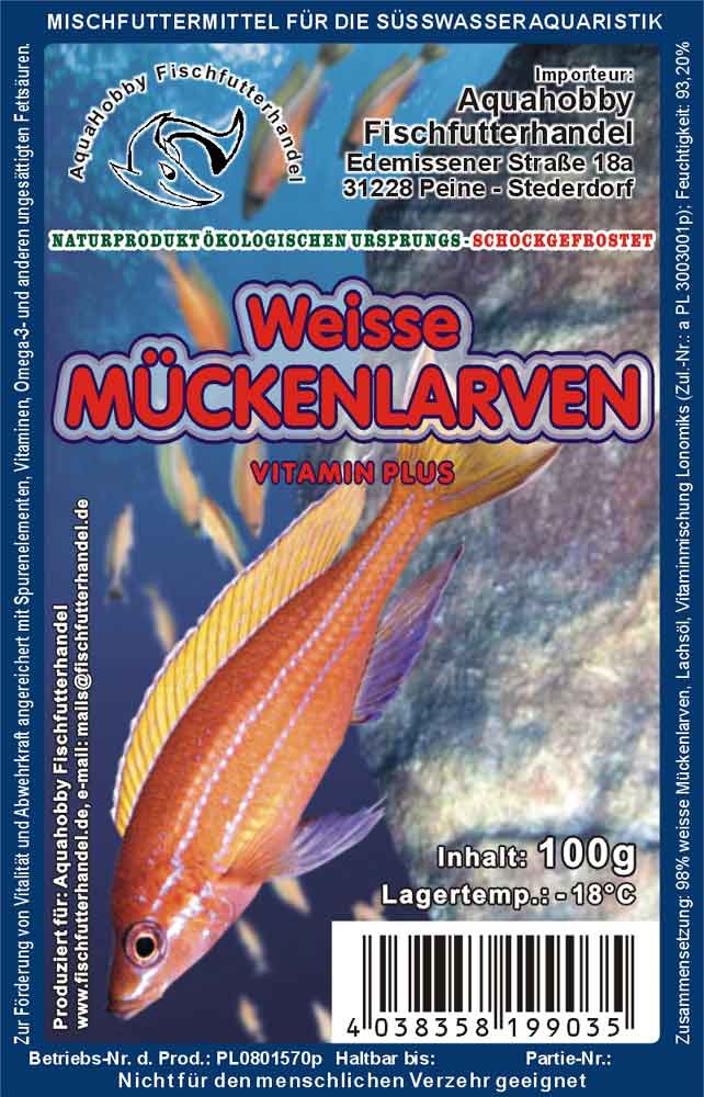 Weiße Mückenlarven 100g Frostfutter Blister