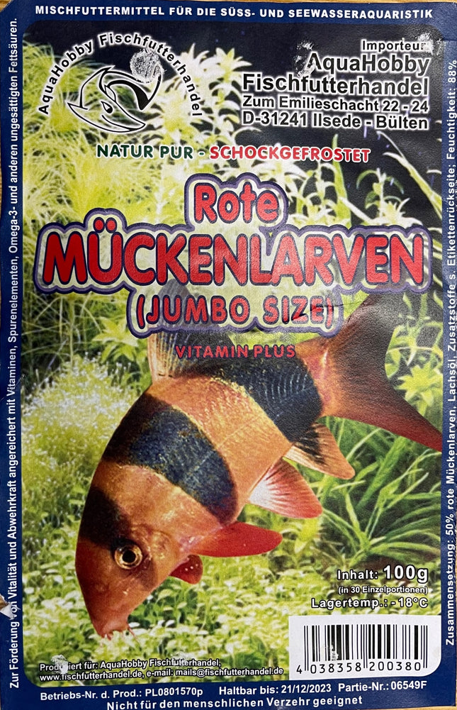 Rote Mückenlarven JUMBO 100g Frostfutter Blister